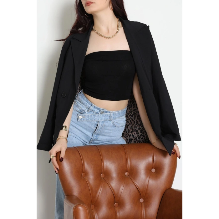 Likralı Straplez Ribana Atlet Siyah - 21922.200.