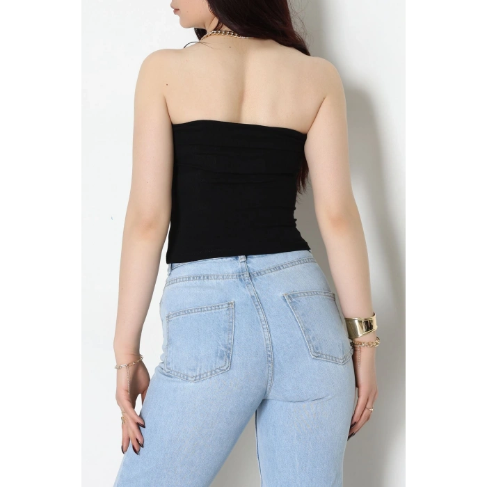 Likralı Straplez Ribana Atlet Siyah - 21922.200.