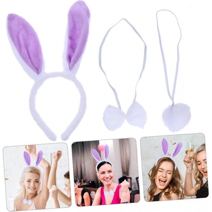 Lila Mor Tavşan Kulak Papyon Kuyruk 339lü Parti Seti