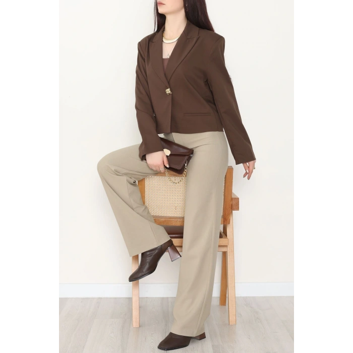 Lizbon Crop Ceket Kahve - 6250.424.