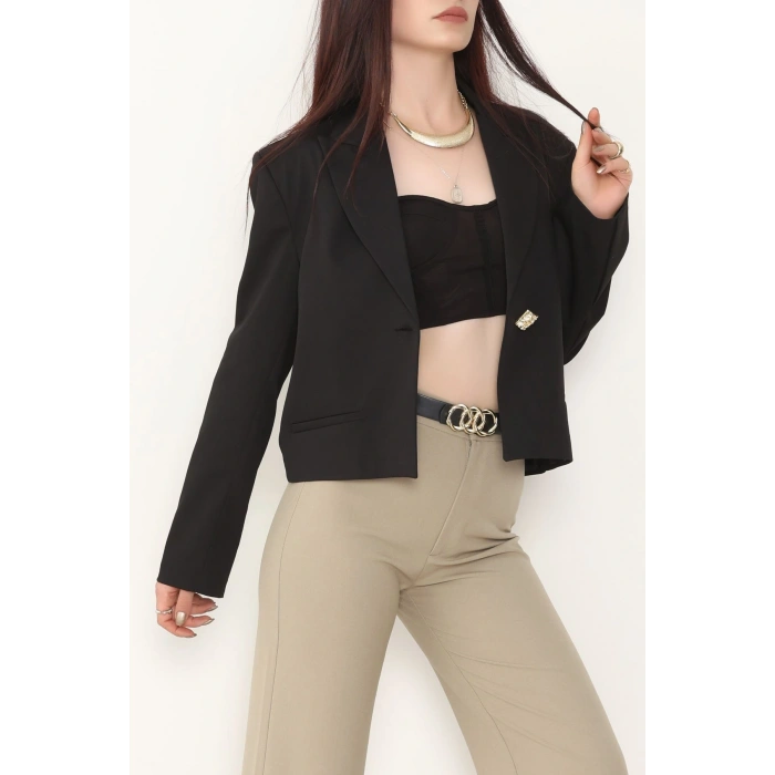 Lizbon Crop Ceket Siyah - 6250.424.