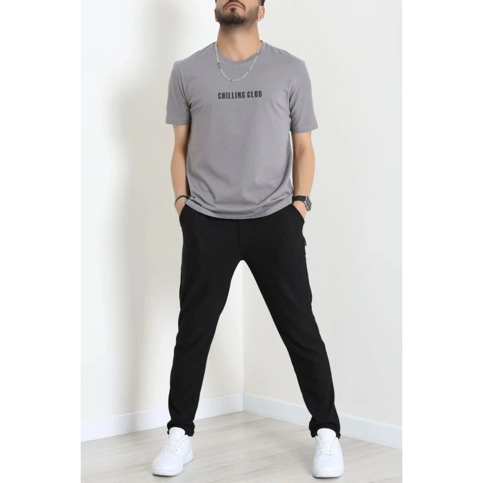 Lüx Penye Baskılı Erkek Tişört Antrasit - 71263.1878.