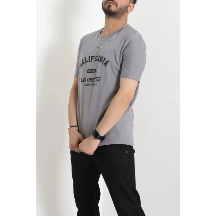 Lüx Penye Baskılı Erkek Tişört Antrasit - 71265.1878.