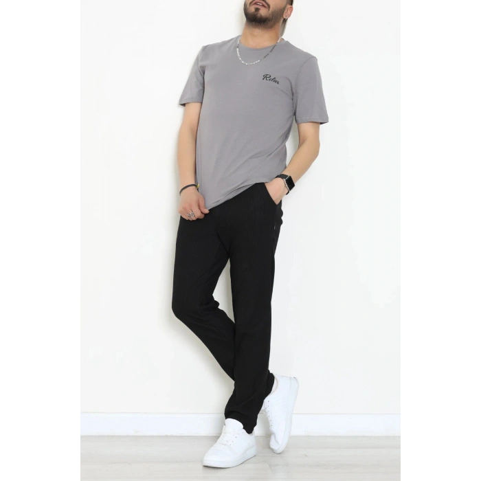Lüx Penye Baskılı Erkek Tişört Antrasit - 71266.1878.