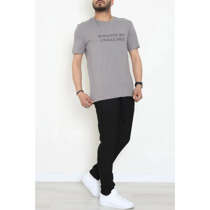 Lüx Penye Baskılı Erkek Tişört Antrasit - 71267.1878.