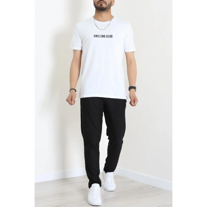 Lüx Penye Baskılı Erkek Tişört Beyaz - 71263.1878.
