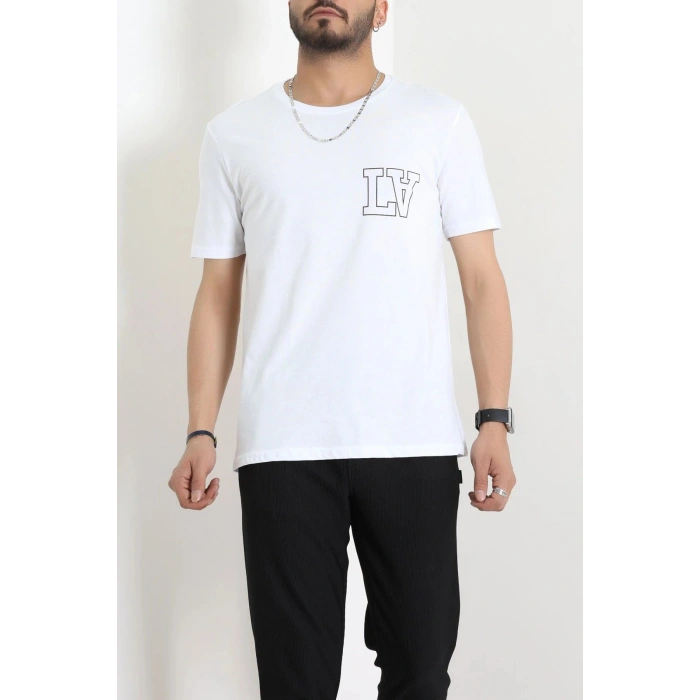 Lüx Penye Baskılı Erkek Tişört Beyaz - 71264.1878.