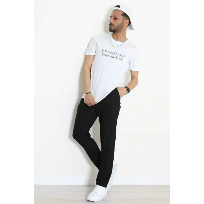 Lüx Penye Baskılı Erkek Tişört Beyaz - 71267.1878.