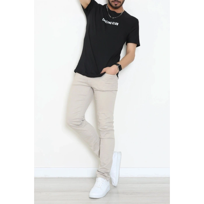 Lüx Penye Baskılı Erkek Tişört Siyah - 71263.1878.