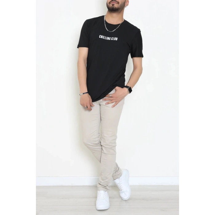 Lüx Penye Baskılı Erkek Tişört Siyah - 71263.1878.