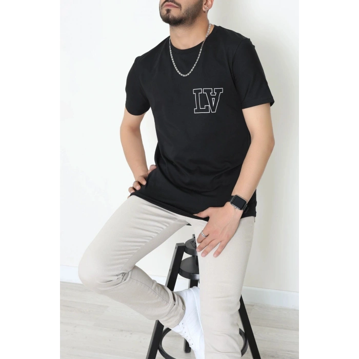 Lüx Penye Baskılı Erkek Tişört Siyah - 71264.1878.