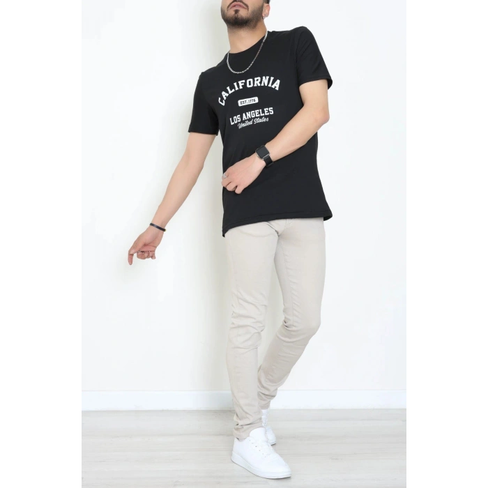 Lüx Penye Baskılı Erkek Tişört Siyah - 71265.1878.