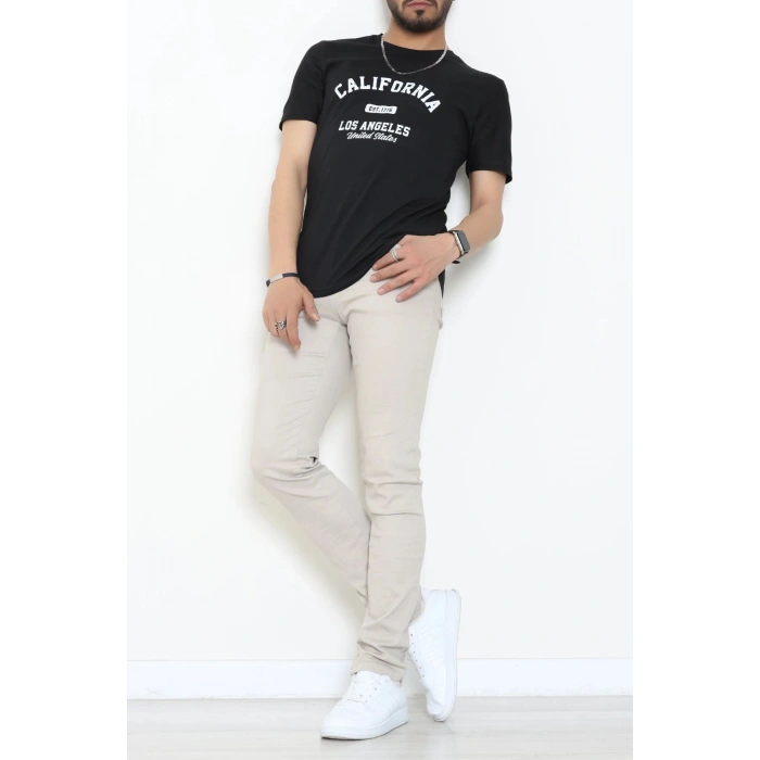 Lüx Penye Baskılı Erkek Tişört Siyah - 71265.1878.