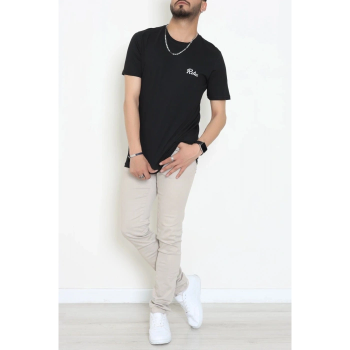 Lüx Penye Baskılı Erkek Tişört Siyah - 71266.1878.
