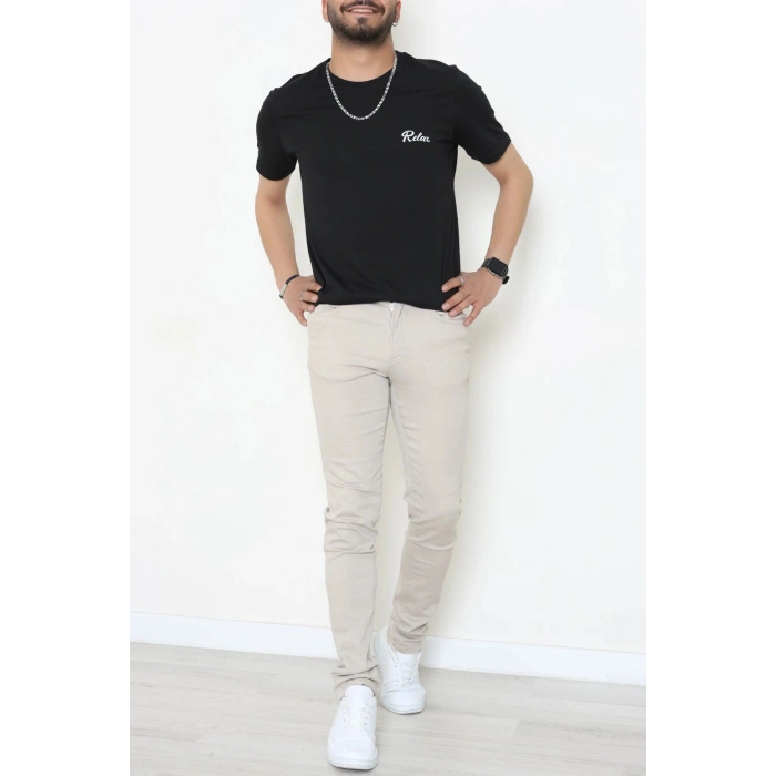 Lüx Penye Baskılı Erkek Tişört Siyah - 71266.1878.