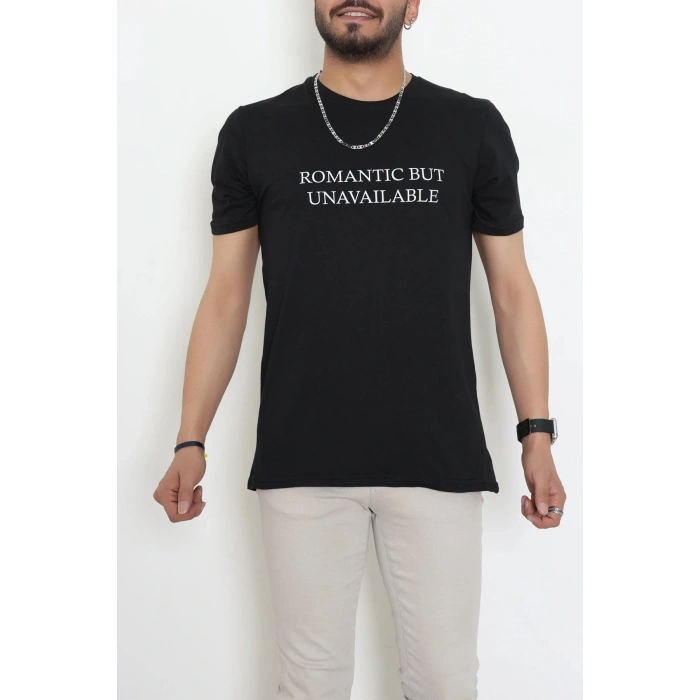 Lüx Penye Baskılı Erkek Tişört Siyah - 71267.1878.