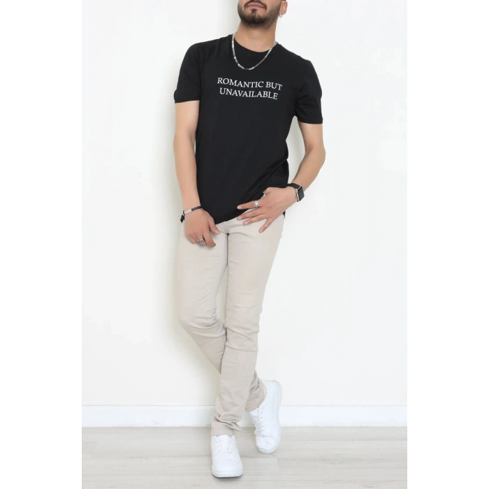 Lüx Penye Baskılı Erkek Tişört Siyah - 71267.1878.