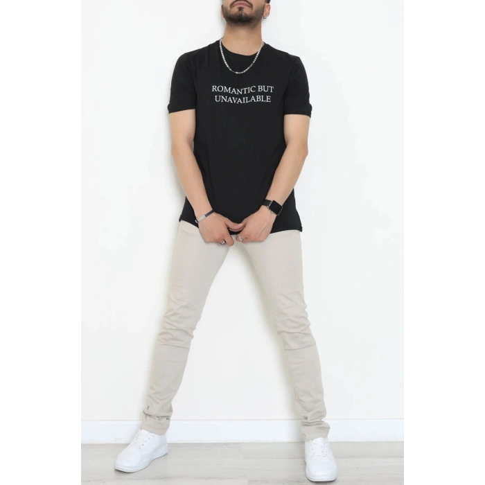 Lüx Penye Baskılı Erkek Tişört Siyah - 71267.1878.