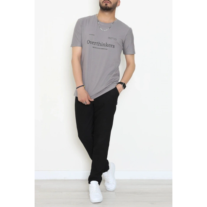 Lüx Penye Regular Baskılı Erkek Tişört Antrasit - 71258.1878.