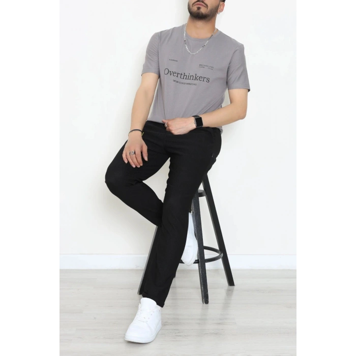 Lüx Penye Regular Baskılı Erkek Tişört Antrasit - 71258.1878.