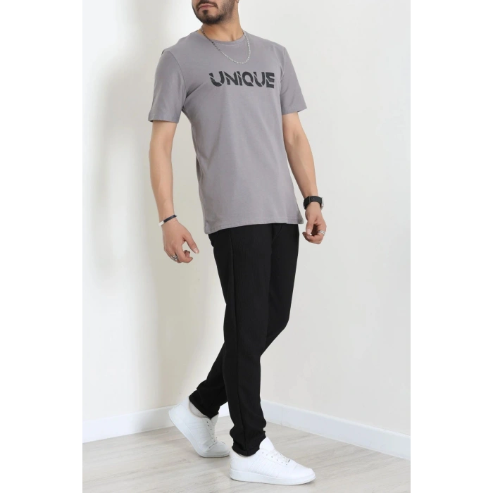 Lüx Penye Regular Baskılı Erkek Tişört Antrasit - 71259.1878.