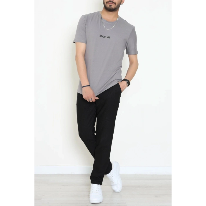 Lüx Penye Regular Baskılı Erkek Tişört Antrasit - 71260.1878.