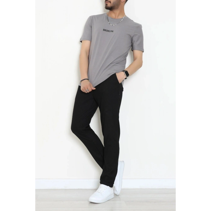 Lüx Penye Regular Baskılı Erkek Tişört Antrasit - 71260.1878.