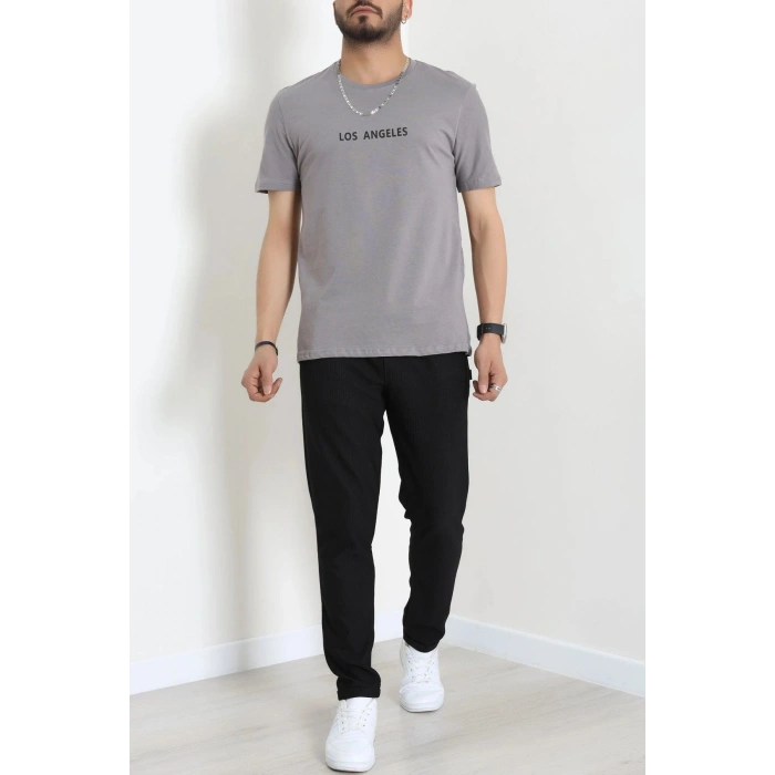 Lüx Penye Regular Baskılı Erkek Tişört Antrasit - 71262.1878.