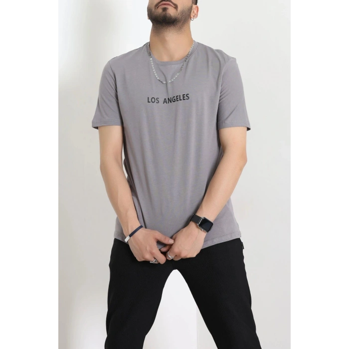 Lüx Penye Regular Baskılı Erkek Tişört Antrasit - 71262.1878.