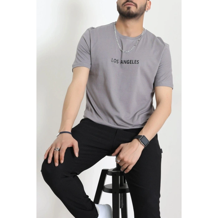 Lüx Penye Regular Baskılı Erkek Tişört Antrasit - 71262.1878.