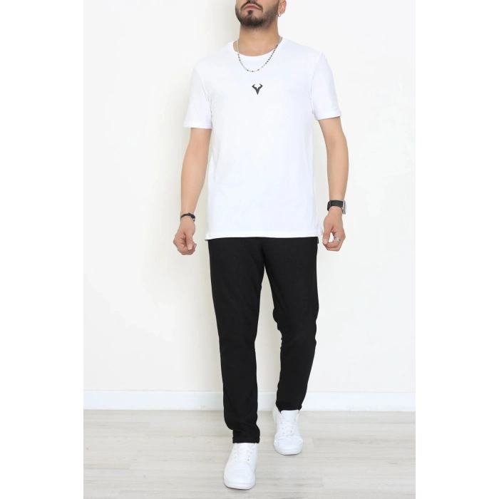 Lüx Penye Regular Baskılı Erkek Tişört Beyaz - 71257.1878.