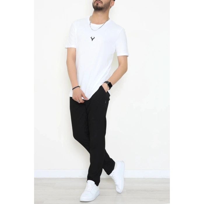 Lüx Penye Regular Baskılı Erkek Tişört Beyaz - 71257.1878.