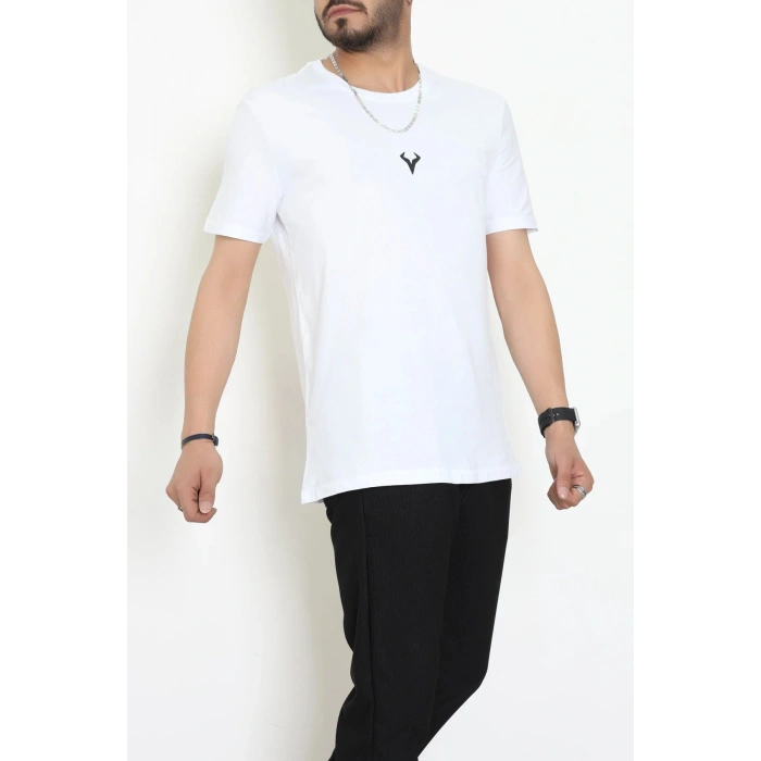 Lüx Penye Regular Baskılı Erkek Tişört Beyaz - 71257.1878.
