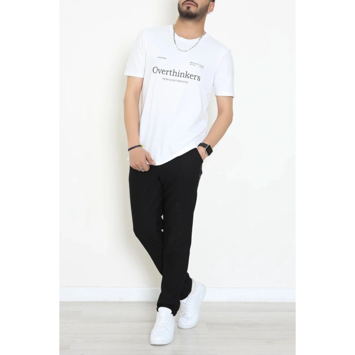Lüx Penye Regular Baskılı Erkek Tişört Beyaz - 71258.1878.