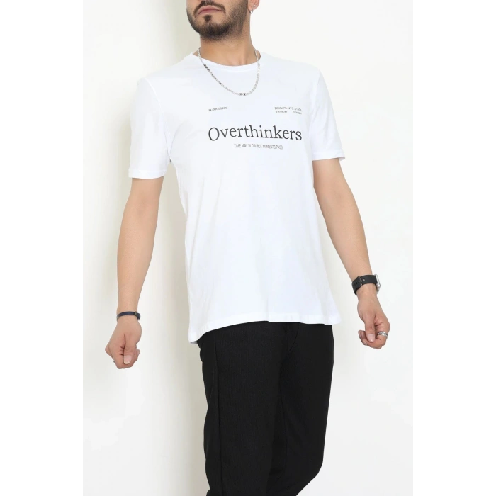 Lüx Penye Regular Baskılı Erkek Tişört Beyaz - 71258.1878.