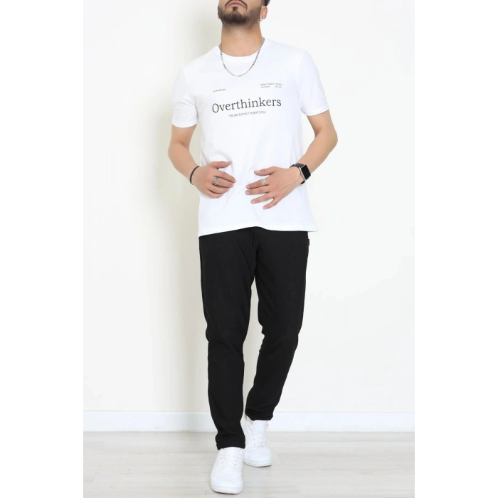 Lüx Penye Regular Baskılı Erkek Tişört Beyaz - 71258.1878.