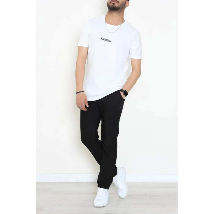 Lüx Penye Regular Baskılı Erkek Tişört Beyaz - 71260.1878.
