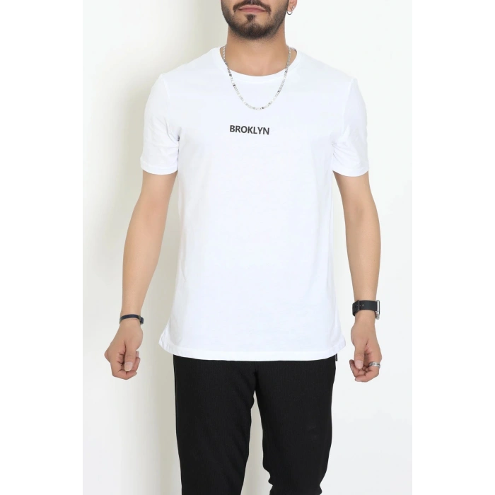 Lüx Penye Regular Baskılı Erkek Tişört Beyaz - 71260.1878.