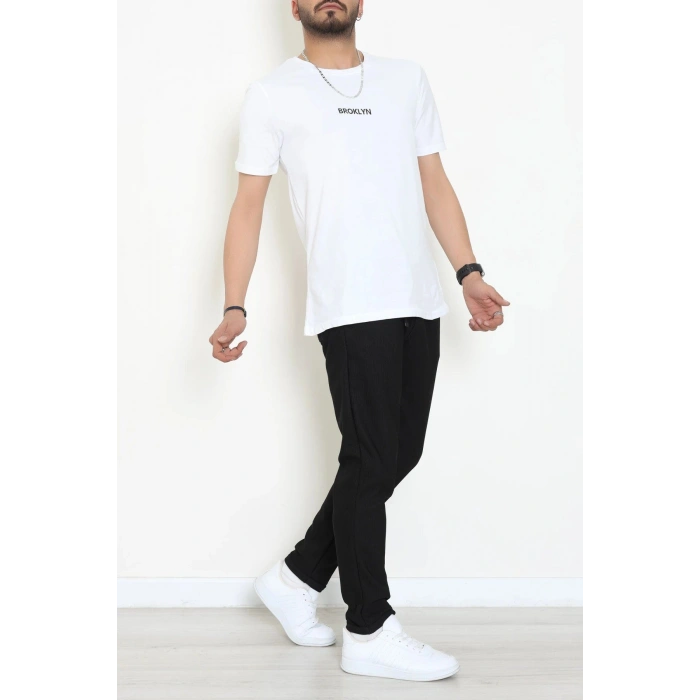 Lüx Penye Regular Baskılı Erkek Tişört Beyaz - 71260.1878.
