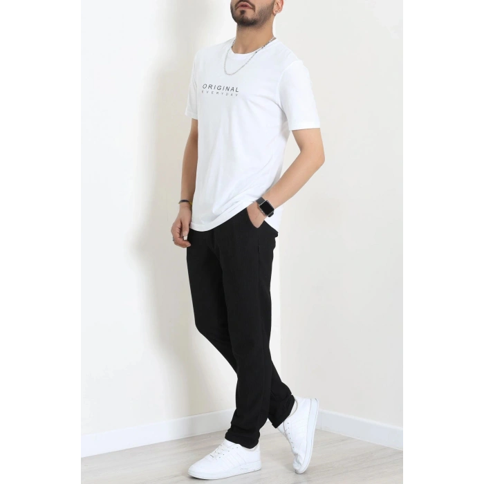 Lüx Penye Regular Baskılı Erkek Tişört Beyaz - 71261.1878.