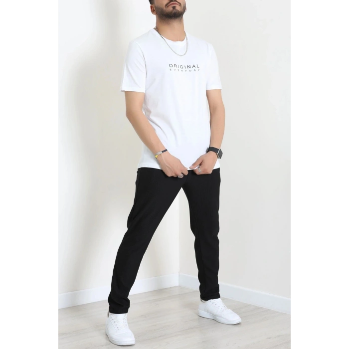 Lüx Penye Regular Baskılı Erkek Tişört Beyaz - 71261.1878.