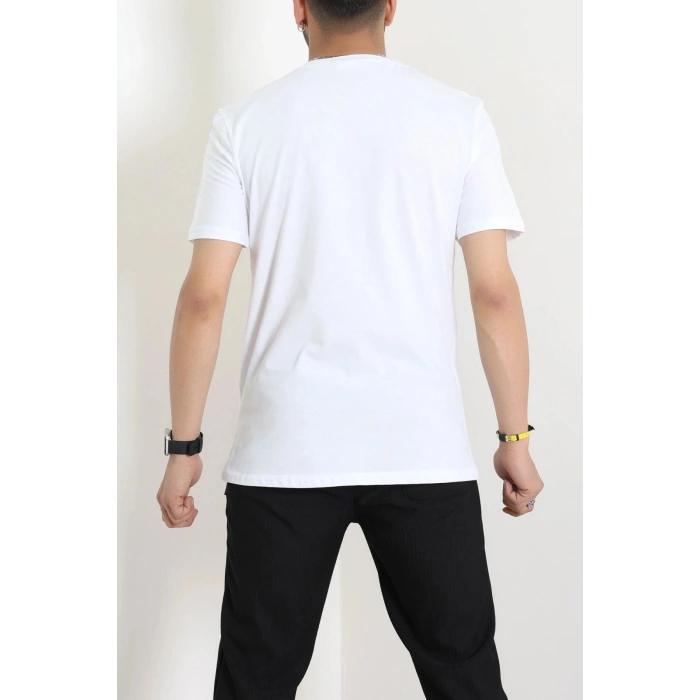 Lüx Penye Regular Baskılı Erkek Tişört Beyaz - 71261.1878.