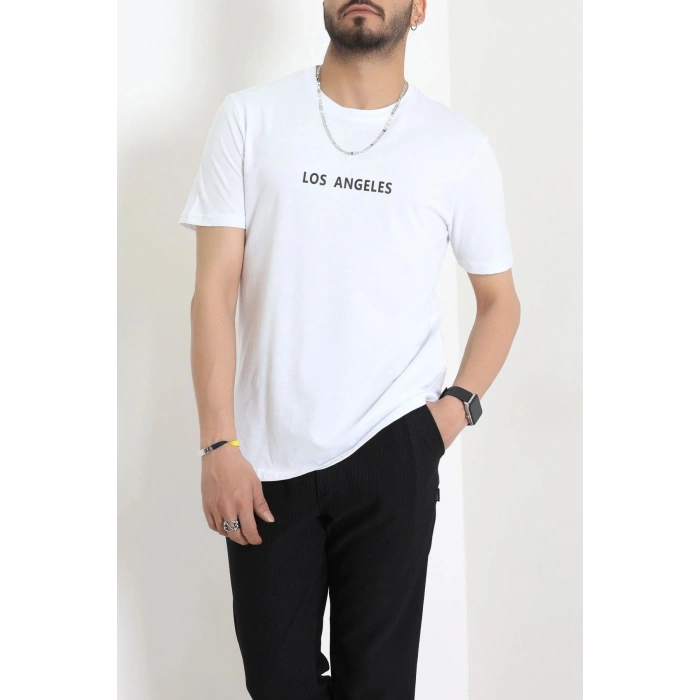 Lüx Penye Regular Baskılı Erkek Tişört Beyaz - 71262.1878.