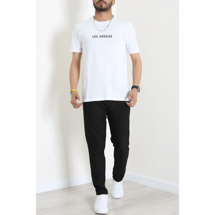 Lüx Penye Regular Baskılı Erkek Tişört Beyaz - 71262.1878.