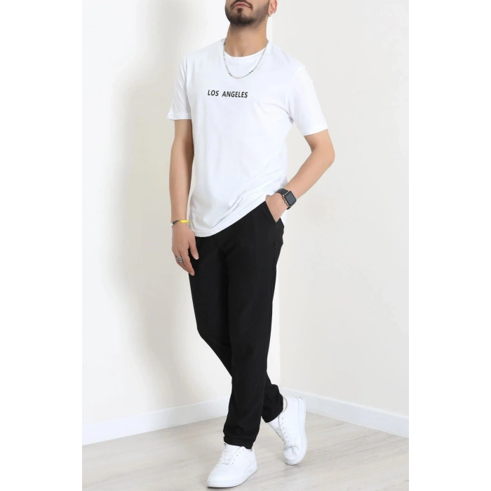 Lüx Penye Regular Baskılı Erkek Tişört Beyaz - 71262.1878.