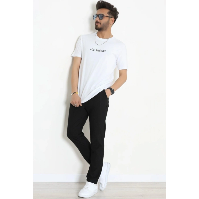 Lüx Penye Regular Baskılı Erkek Tişört Beyaz - 71262.1878.