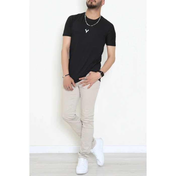 Lüx Penye Regular Baskılı Erkek Tişört Siyah - 71257.1878.
