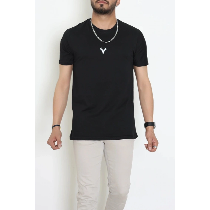 Lüx Penye Regular Baskılı Erkek Tişört Siyah - 71257.1878.