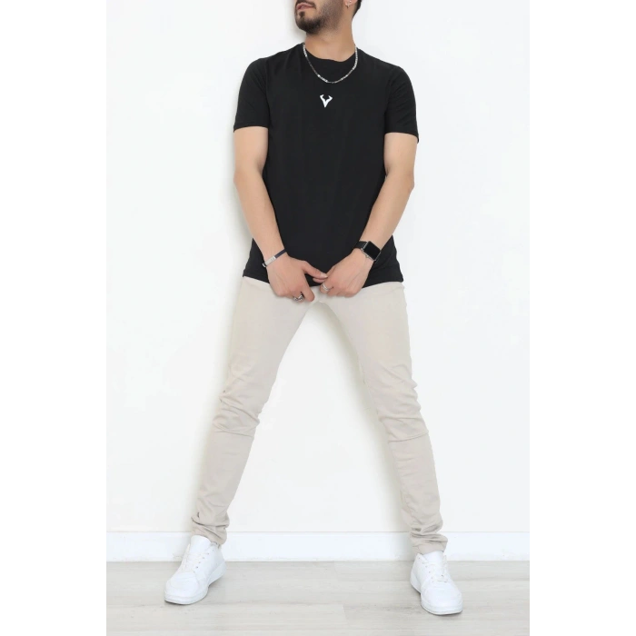 Lüx Penye Regular Baskılı Erkek Tişört Siyah - 71257.1878.