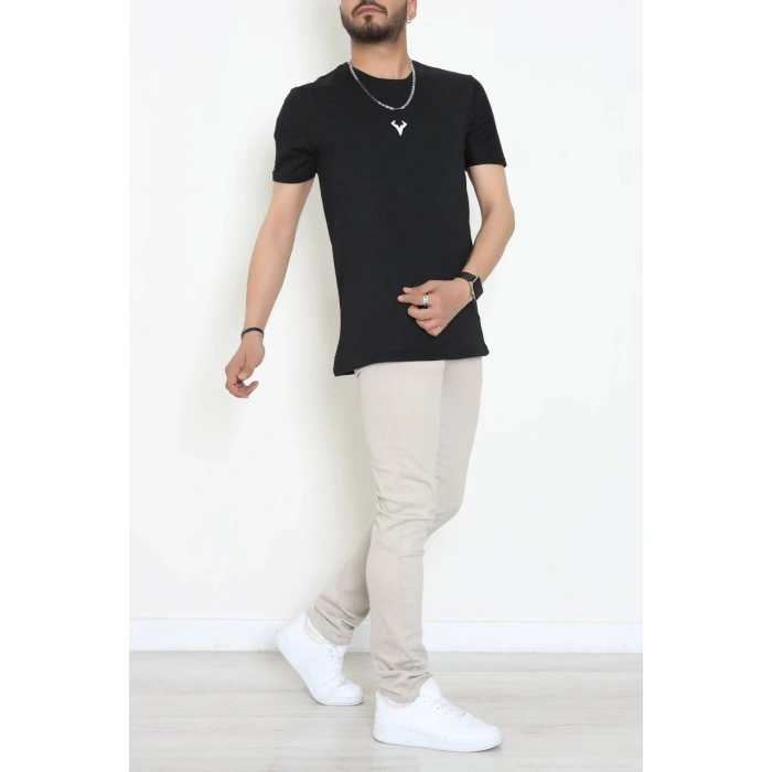 Lüx Penye Regular Baskılı Erkek Tişört Siyah - 71257.1878.